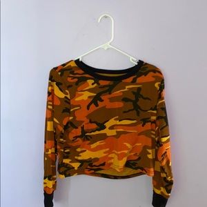 orange camo crop top